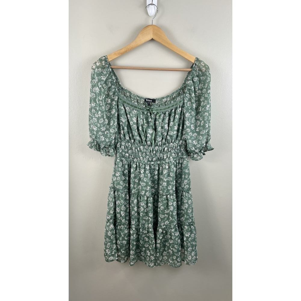 Trixxi Floral Ditsy Cottagecore Milkmaid Coquette Boho Prairie Flirty Dress M